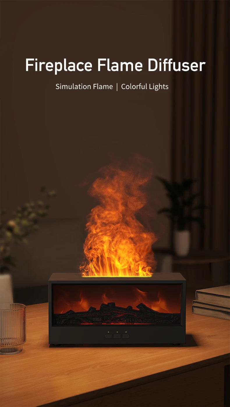 Creative Fireplace Air Humidifier Waterless Auto-Off Aroma Essential