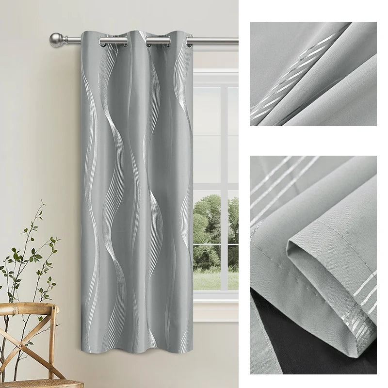 100% Blackout Curtains Luxury Marble Pattern Curtain With Gold Foil