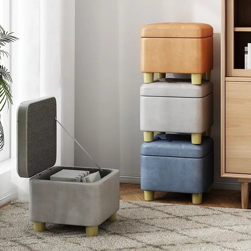 Creative Jelly Bean Stool Household Leather Ottoman Living Room Sofa Pedal Modern Doorway Shoe Stool Stylish Footrest