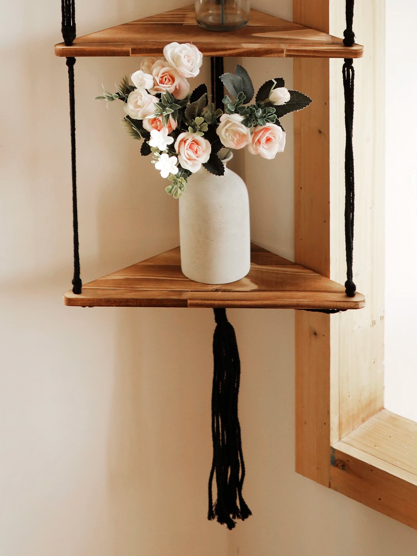 Hanging Wood Corner Shelf