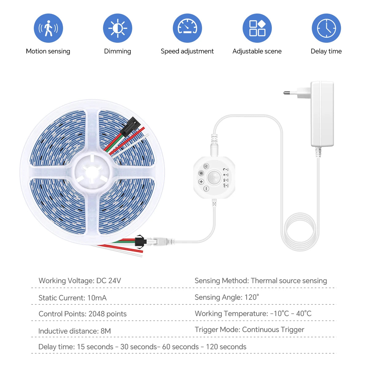 Running Water Flow Chasing LED Strip Lights 24V Motion Sensor