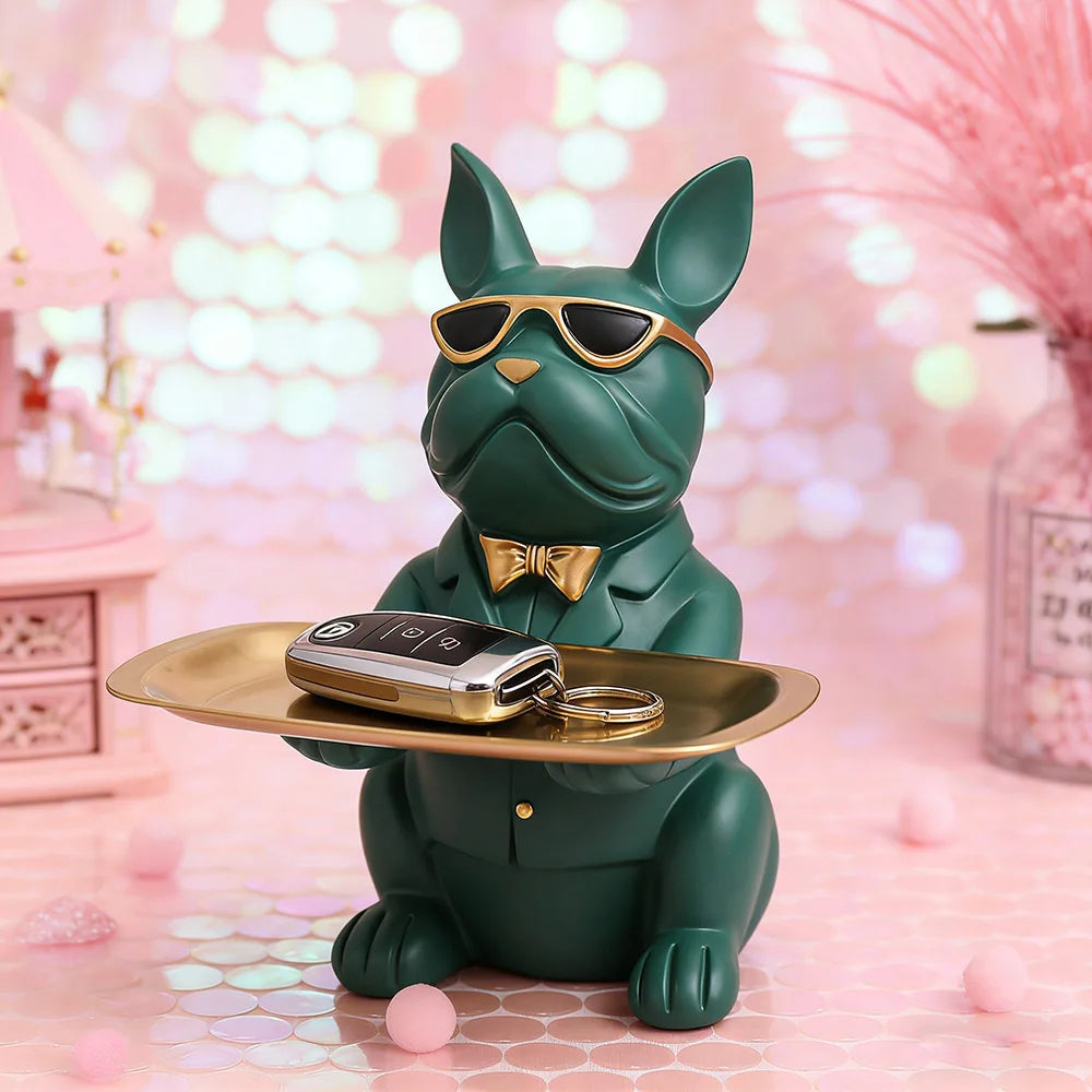 Multi Functional Bulldog Tray Animal Statue Creative Ornament Living
