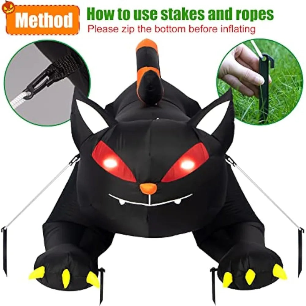 Inflatable Black Cat with LED Lights