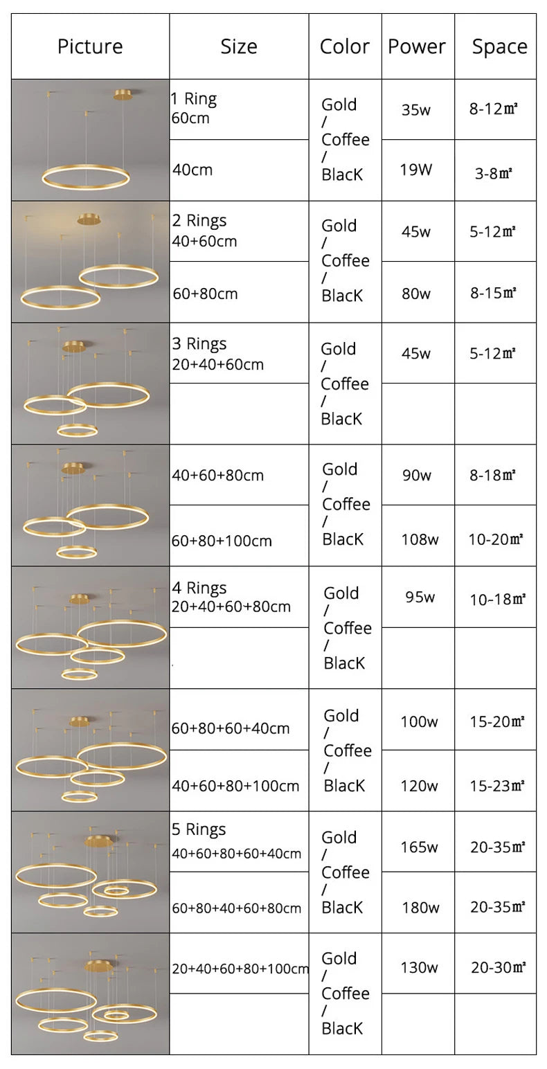 Modern Circular Ring LED Chandelier