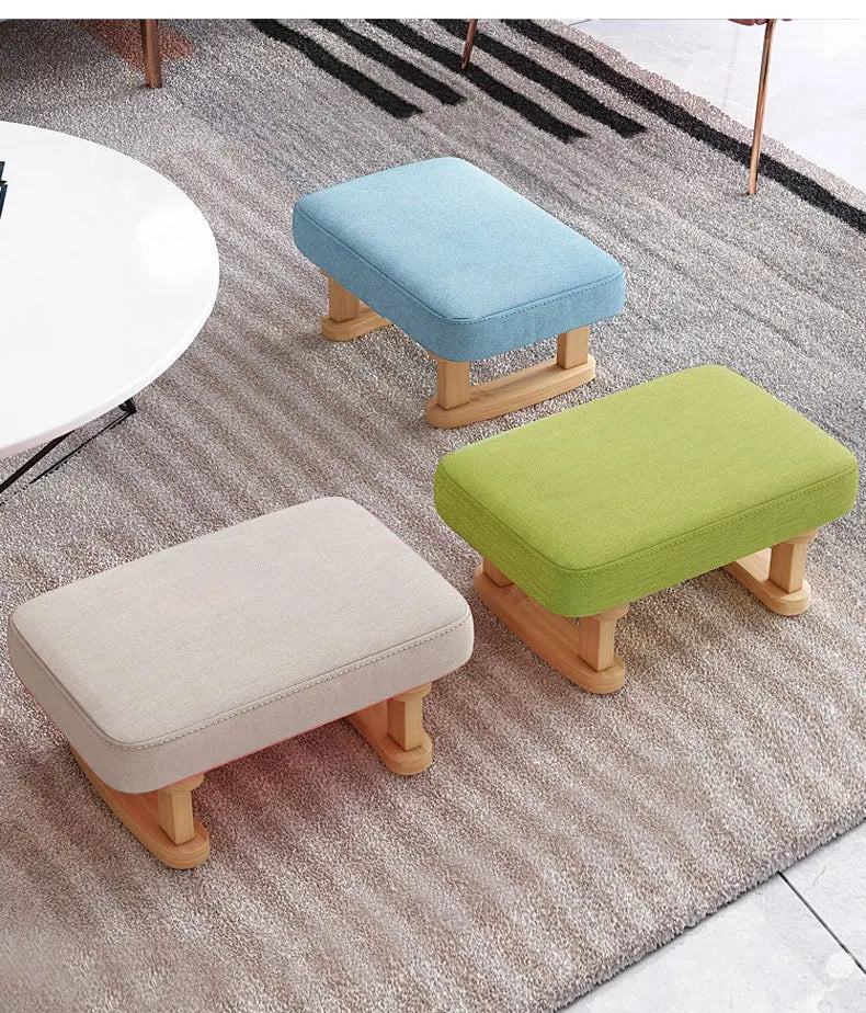 Solid Wood Shoe Changing Stool, Low Foot Rest