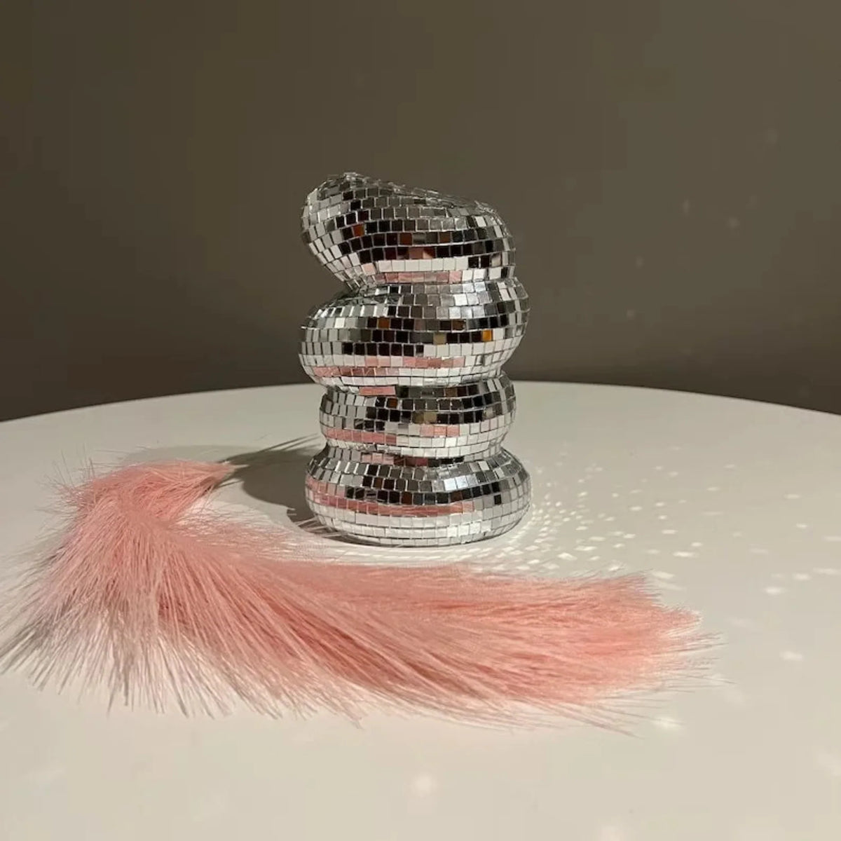 Mirrored Disco Ball Mini Vase, Silver Glass Bud Vase