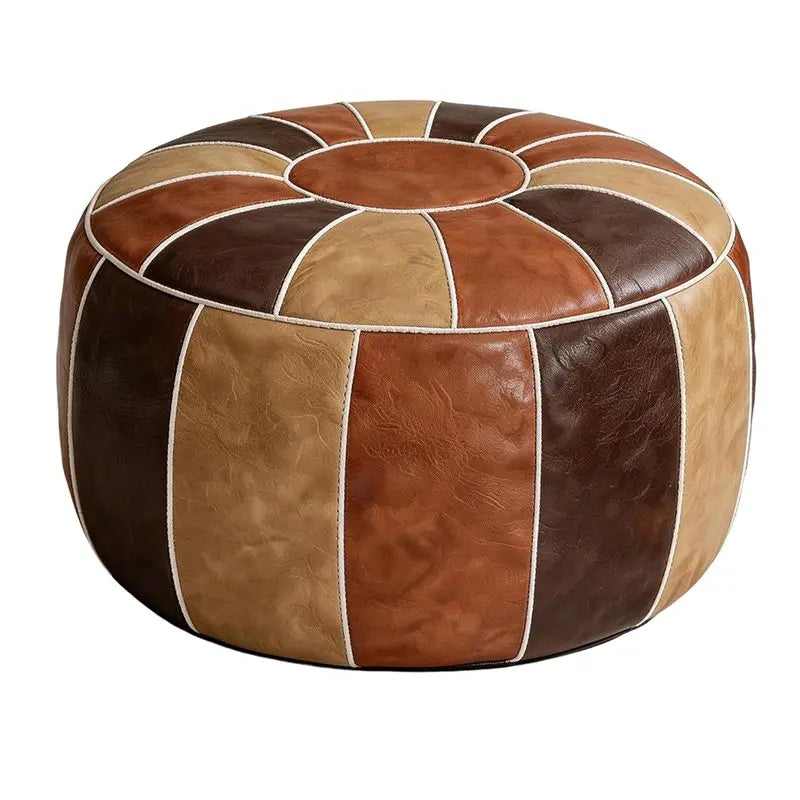 A76X-Unstuffed Faux Leather Moroccan Storage Pouf Foot Stool Ottoman Seat Handmade Bean Bag Floor Chair Foot Rest
