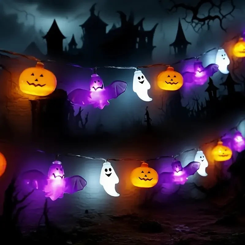 Pumpkin Bat Ghost LED String Lights