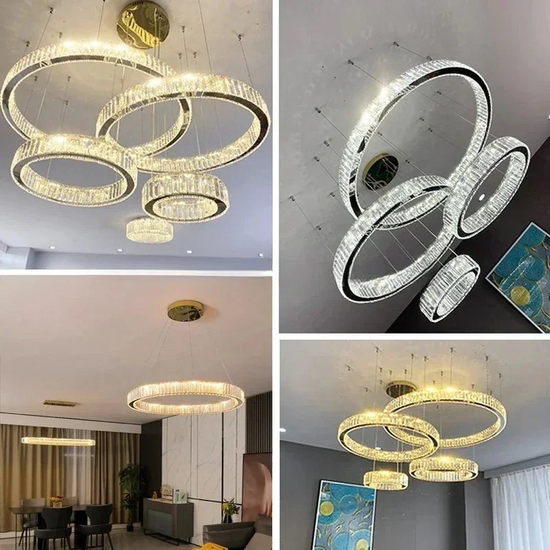 Modern Gold Luxury Crystal LED indoor Chandelier Bedroom Living Room