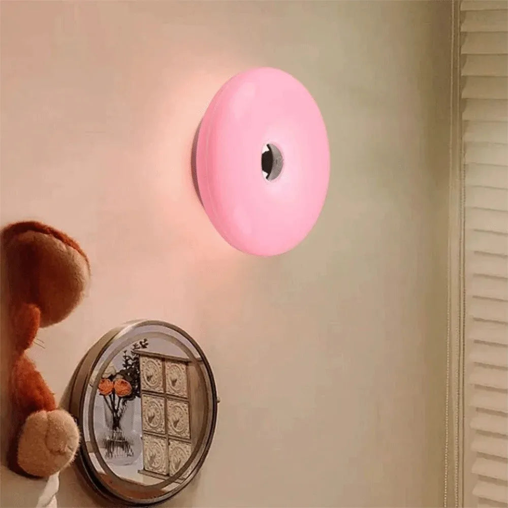 Tricolor Lighting Plastic Donut Wall Lamp Modern Energy Saving Touch