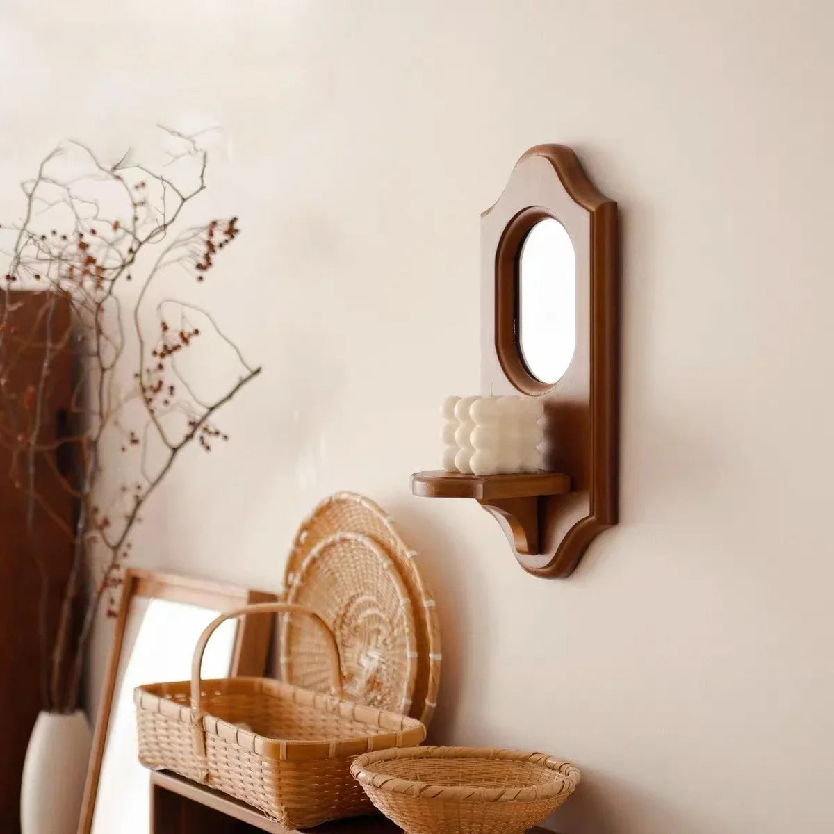 Vintage Solid Wood Wall Mirror