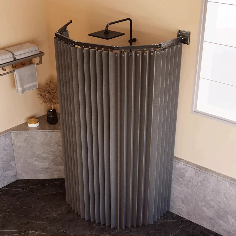 Foldable Shower Curtain Rod Set