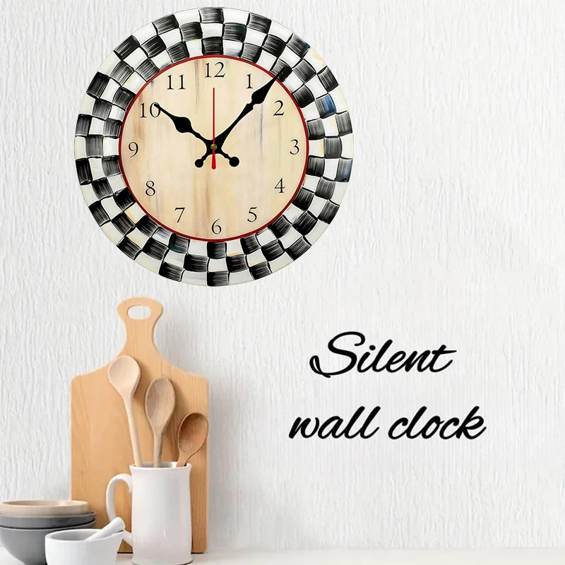 Black and White Grid Wall Clock
