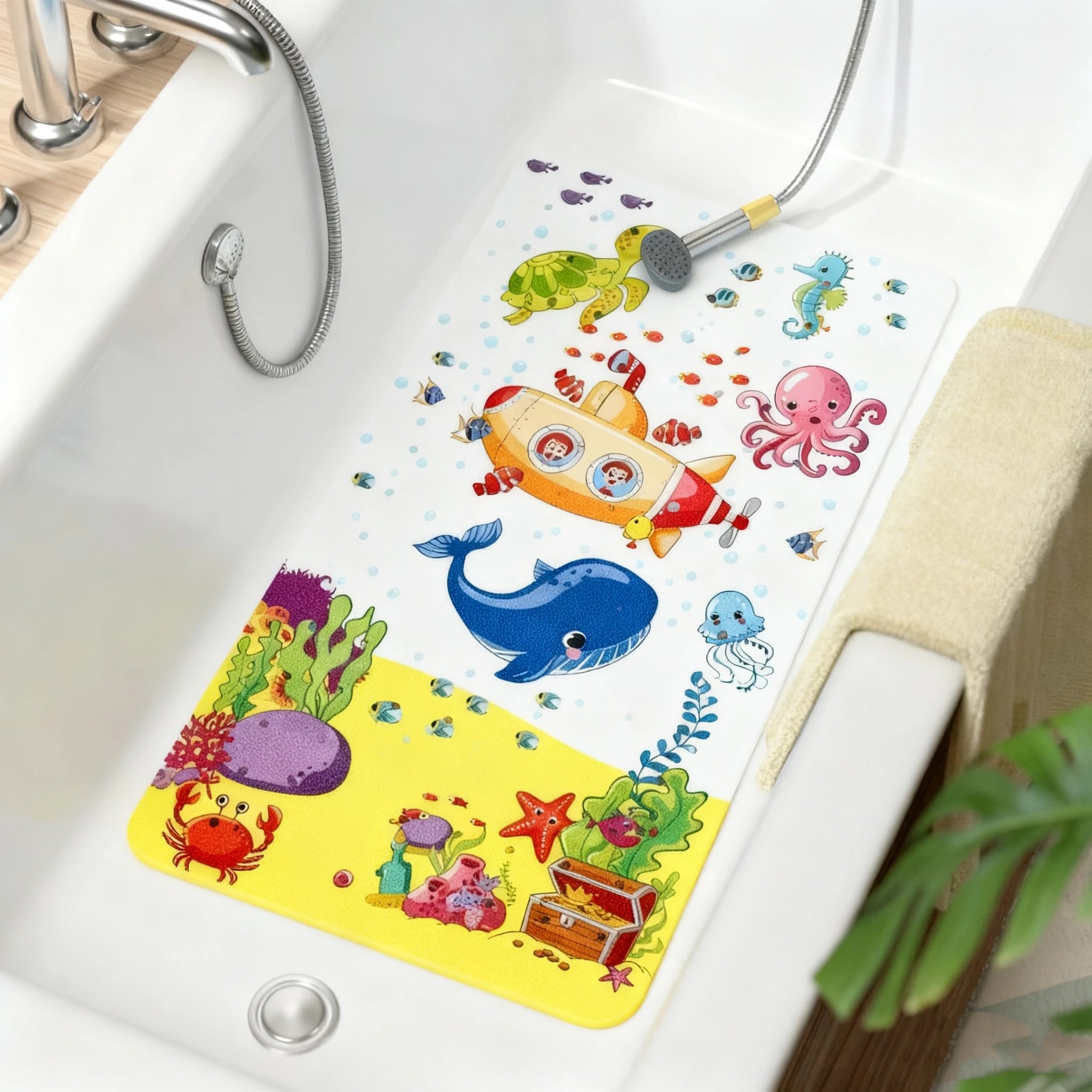 Suction Cup Bathtub Mat With Drain Holes