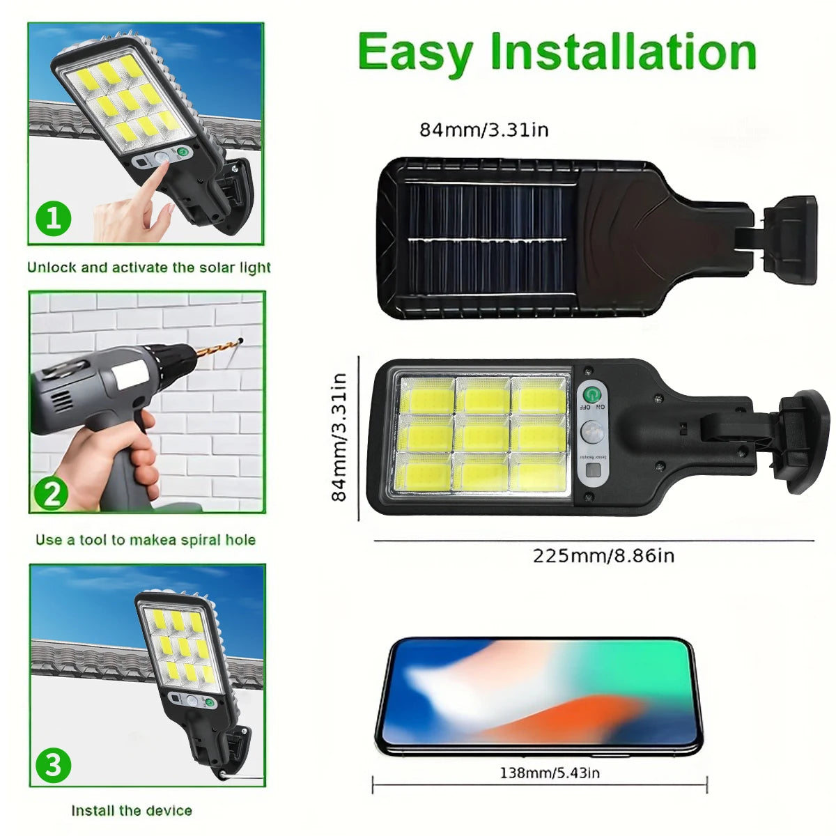 Solar Sensor Street Lamp with Remote