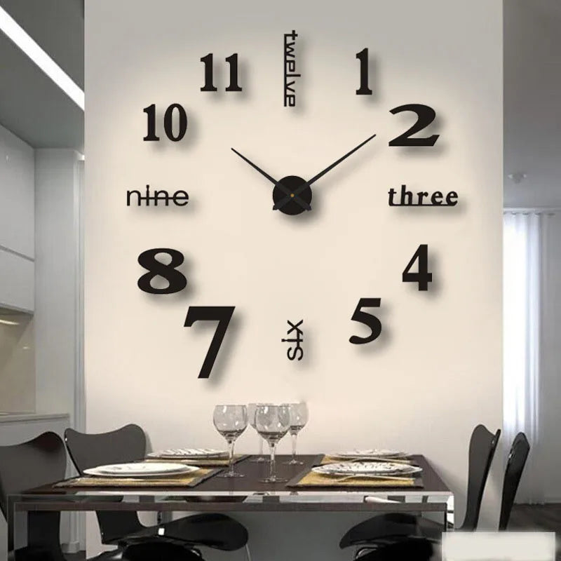 Soundless Large 3D Number Home Decoration DIY Wall Clock