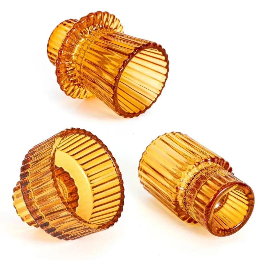 Ribbed Glass Taper Candle Holders