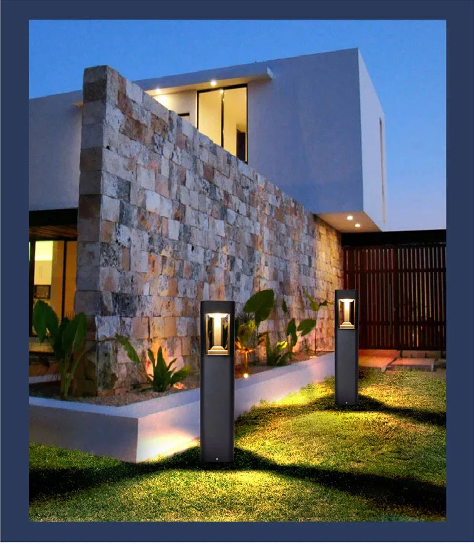 Outdoor LED Bollard Landscape Light Black Garden Pathway Lighting