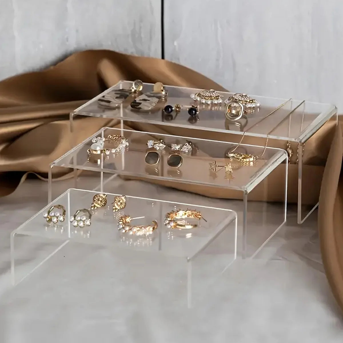 5pcs,Acrylic transparent display rack, multi-function storage rack, cosmetics, perfume, dolls, jewelry sorting rack
