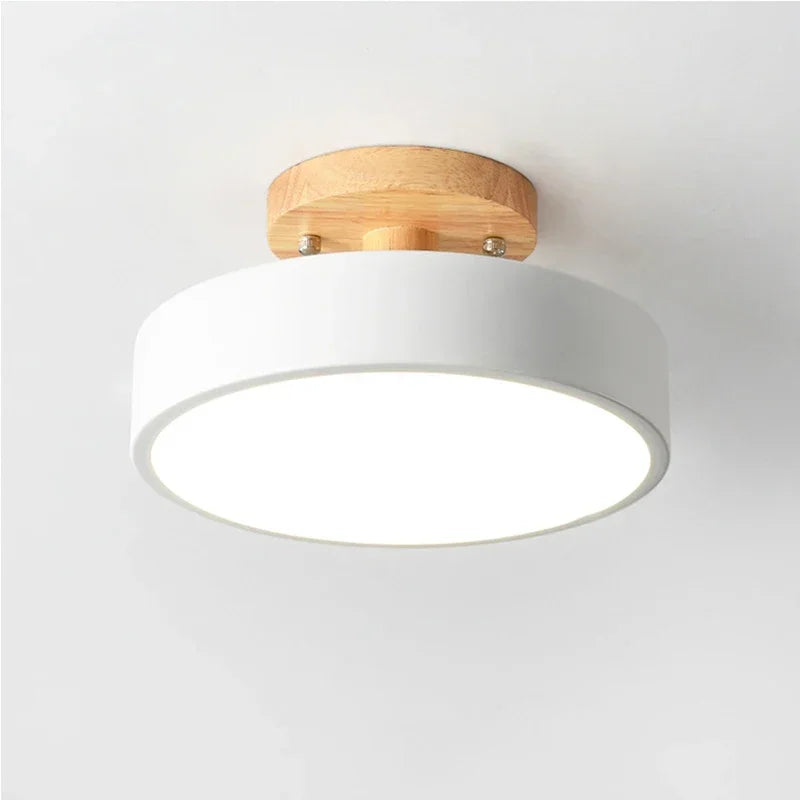 Nordic Wood Round Hallway Ceiling Light