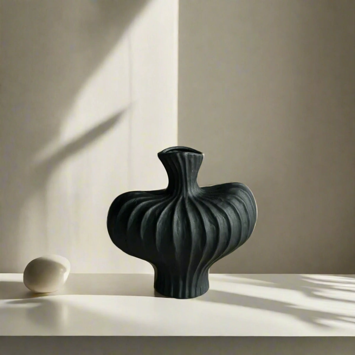 Minimalist Round Vase, Lightweight Matte White or Black