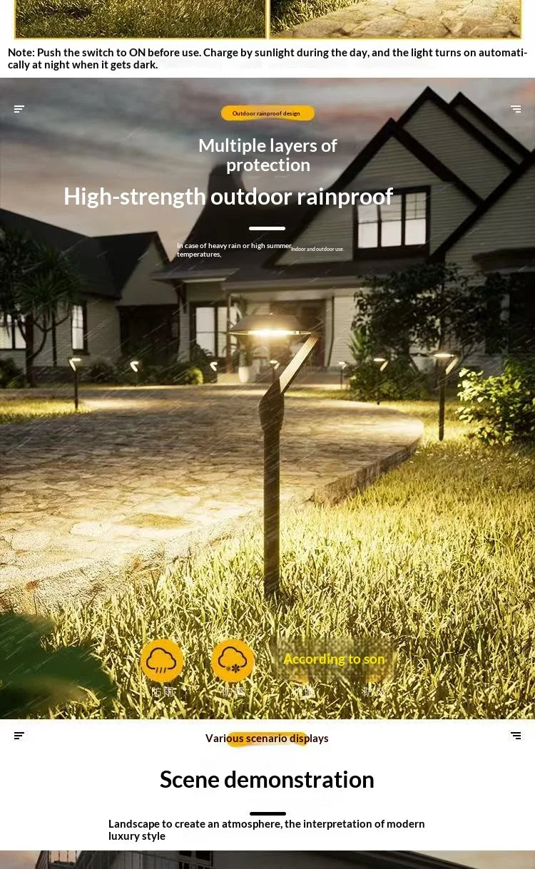 2pc Solar Energy Saving Lamp Super Bright Solar Lawn Lamp Waterproof