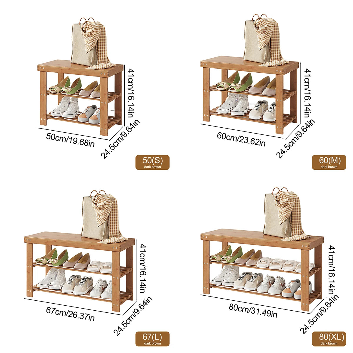 Stackable Bamboo Shoe Rack