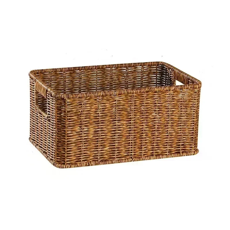 Woven Rattan Storage Basket with Handles