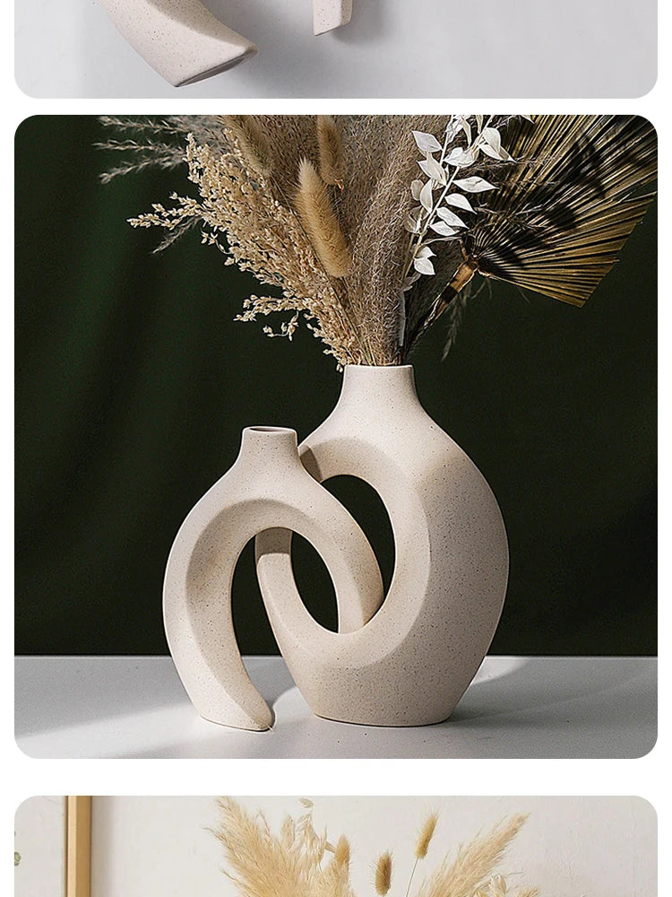 European Ceramic Vase Set Creative White Simple Home Decoration Living