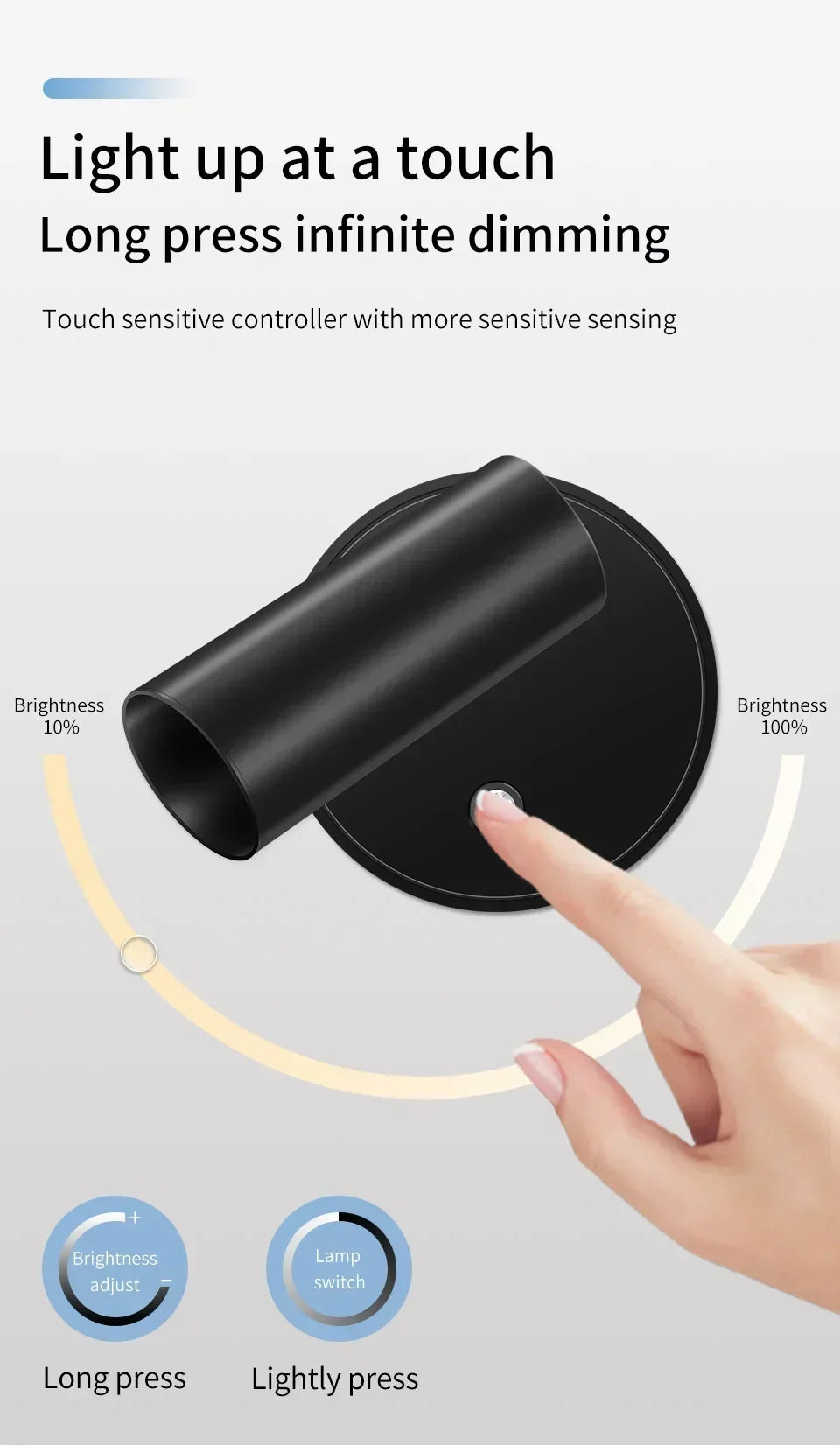 Touch Sensor USB Rechargeable LED Wall Lamp