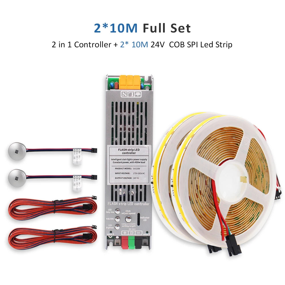 5M 10M 15M WS2811 COB Running Water Strip Light for 24V 400W PIR Motion