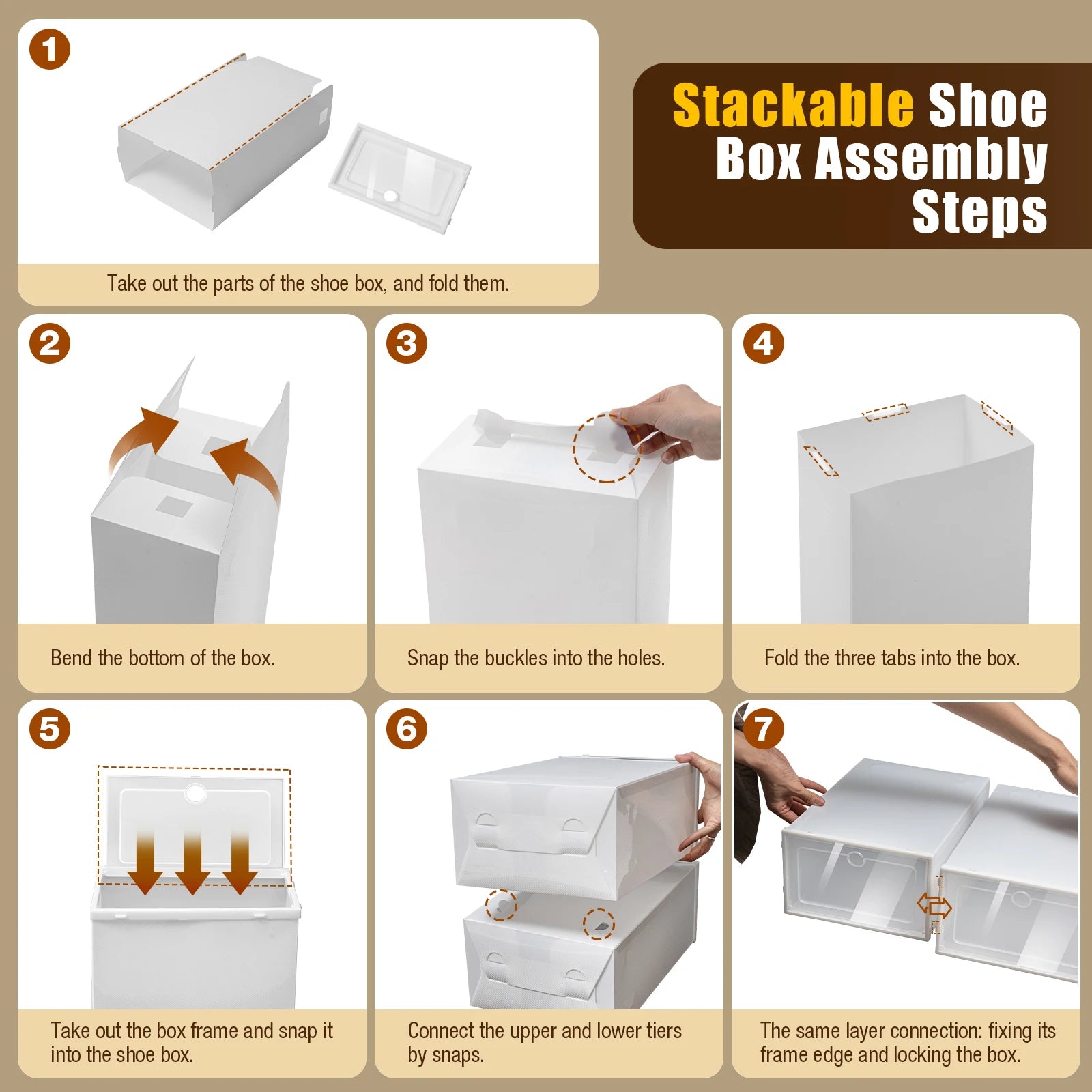 20PCS/24PCS Foldable Flip Shoe Boxes Set Shoe Rack Stackable Storage Container Plastic Clear Shoe Case Home Organizer 33*23*14cm