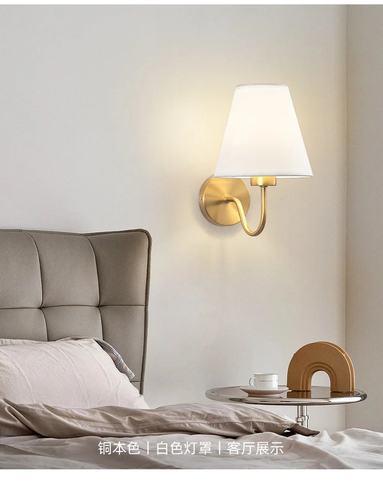 Modern Fabric Wall Lamps Retro Bedside Wall Lamp Living Room Wall