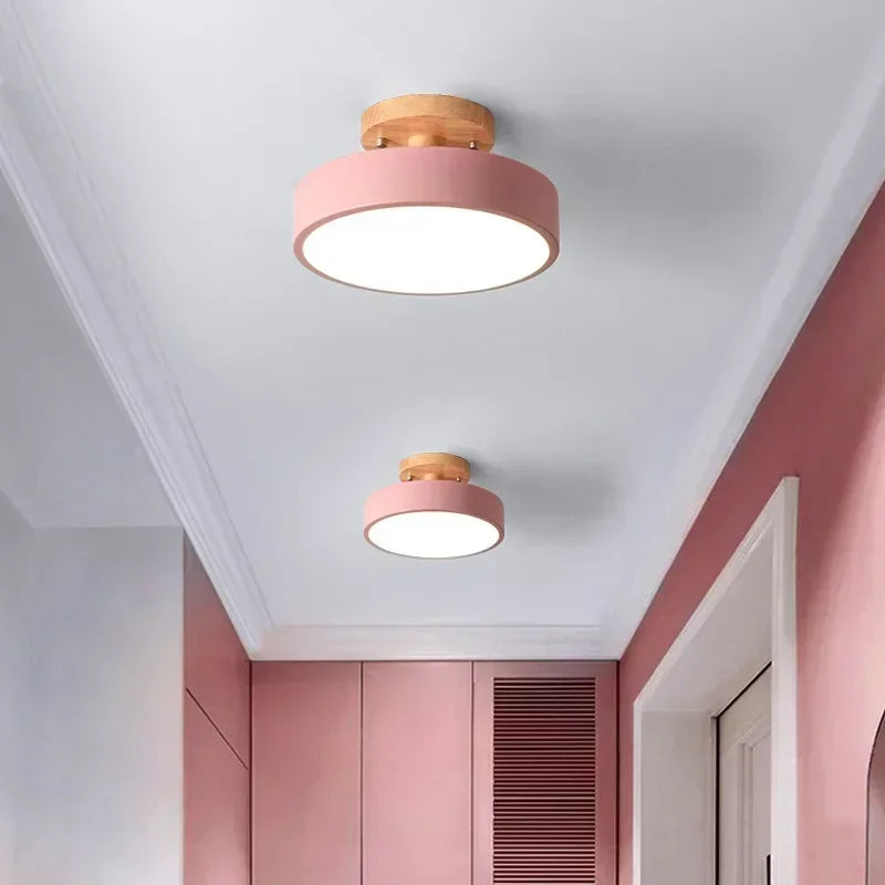 Nordic Wood Round Hallway Ceiling Light