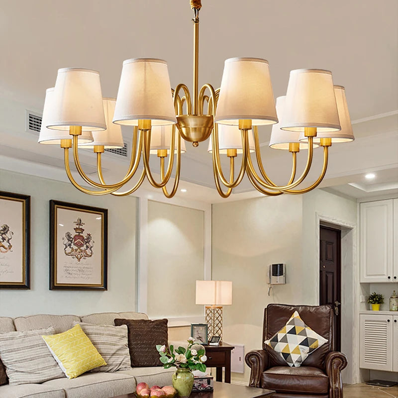 Copper and Fabric Retro Chandelier