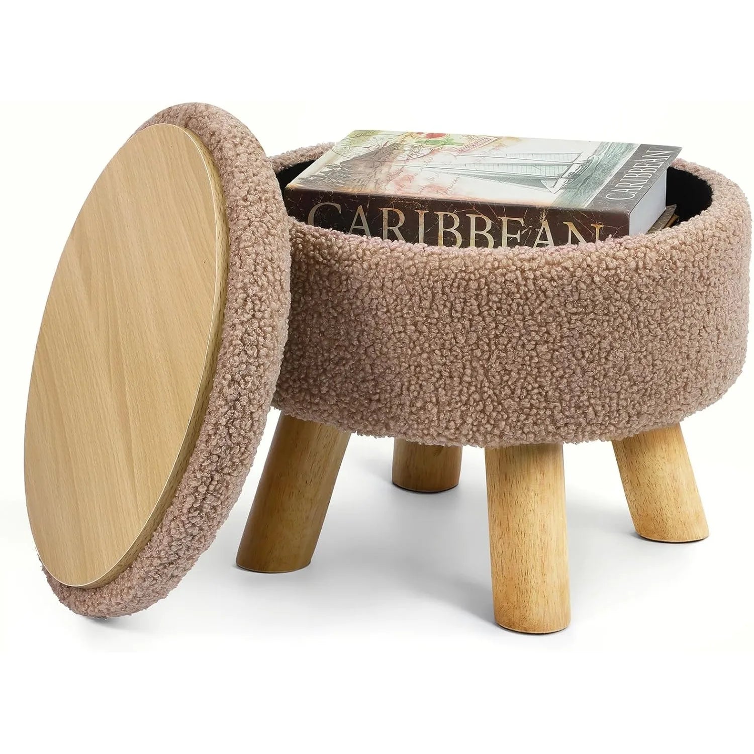 Nordic Boucle Ottoman Footstool with Storage