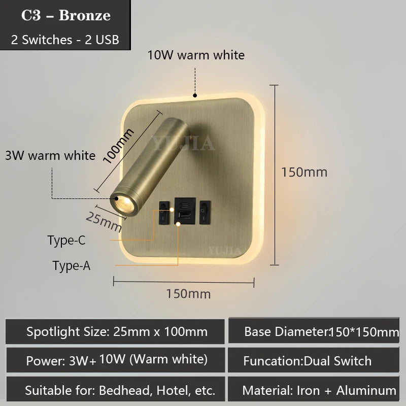 Multifunctional LED Wall Sconce With Switch