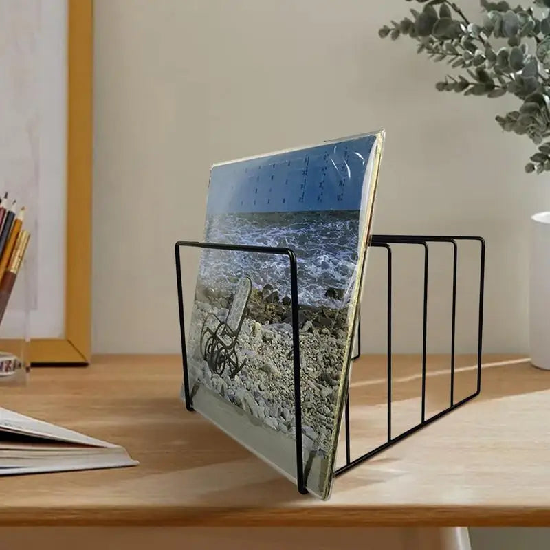 Black Iron Desktop Record Rack