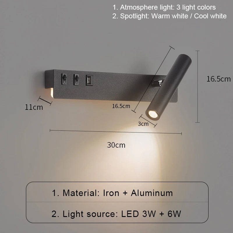 Bedside Reading Spot Wall Lamp