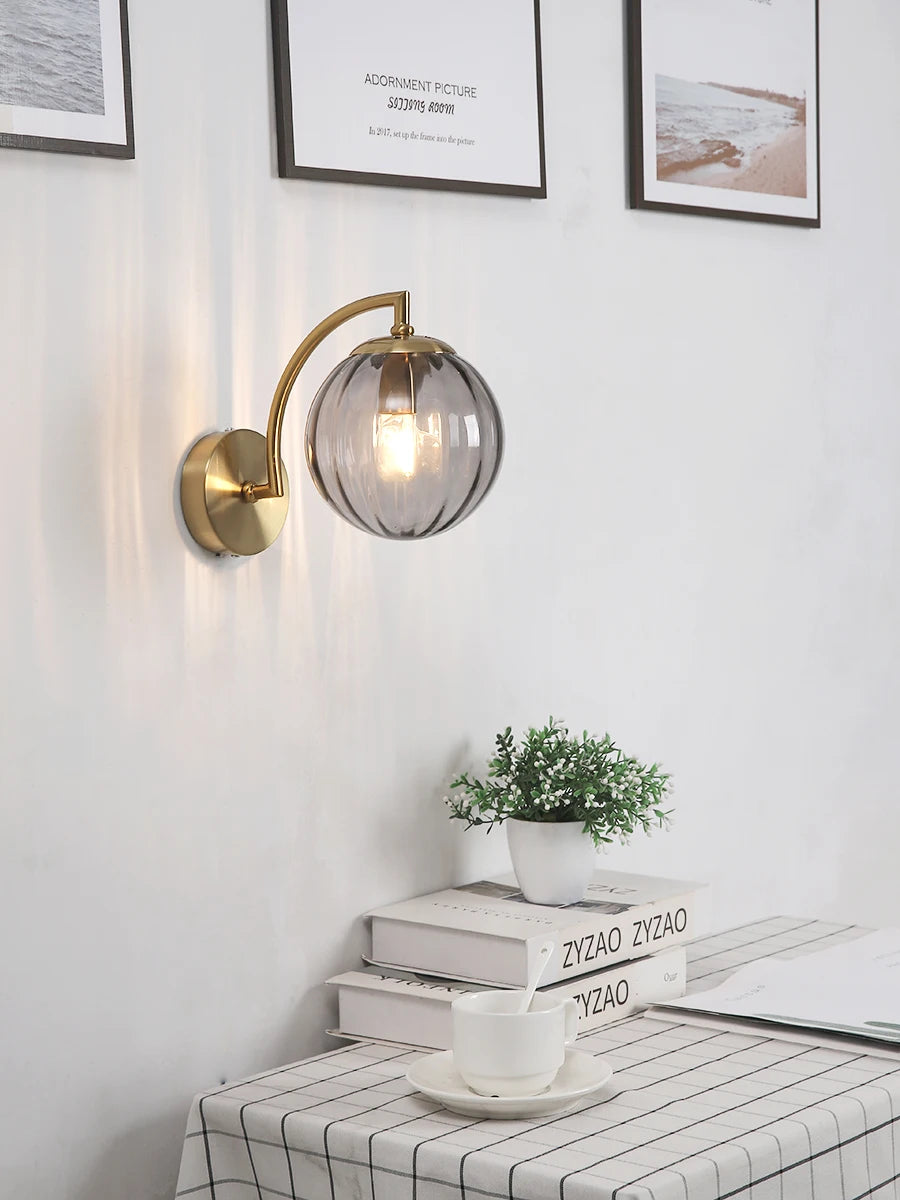 Glass Shade Bedside Wall Lamp