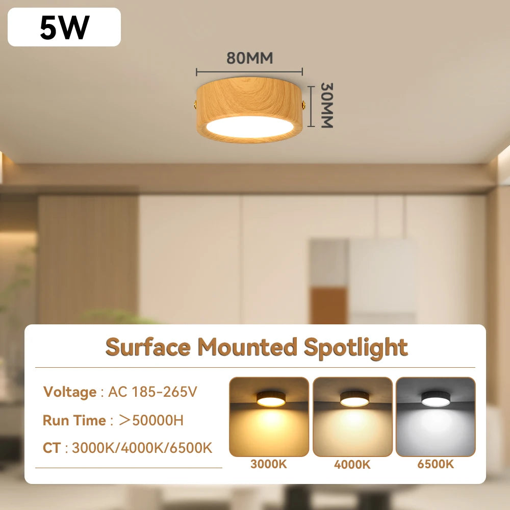 GX53 Wooden Downlight Ceiling Lamp