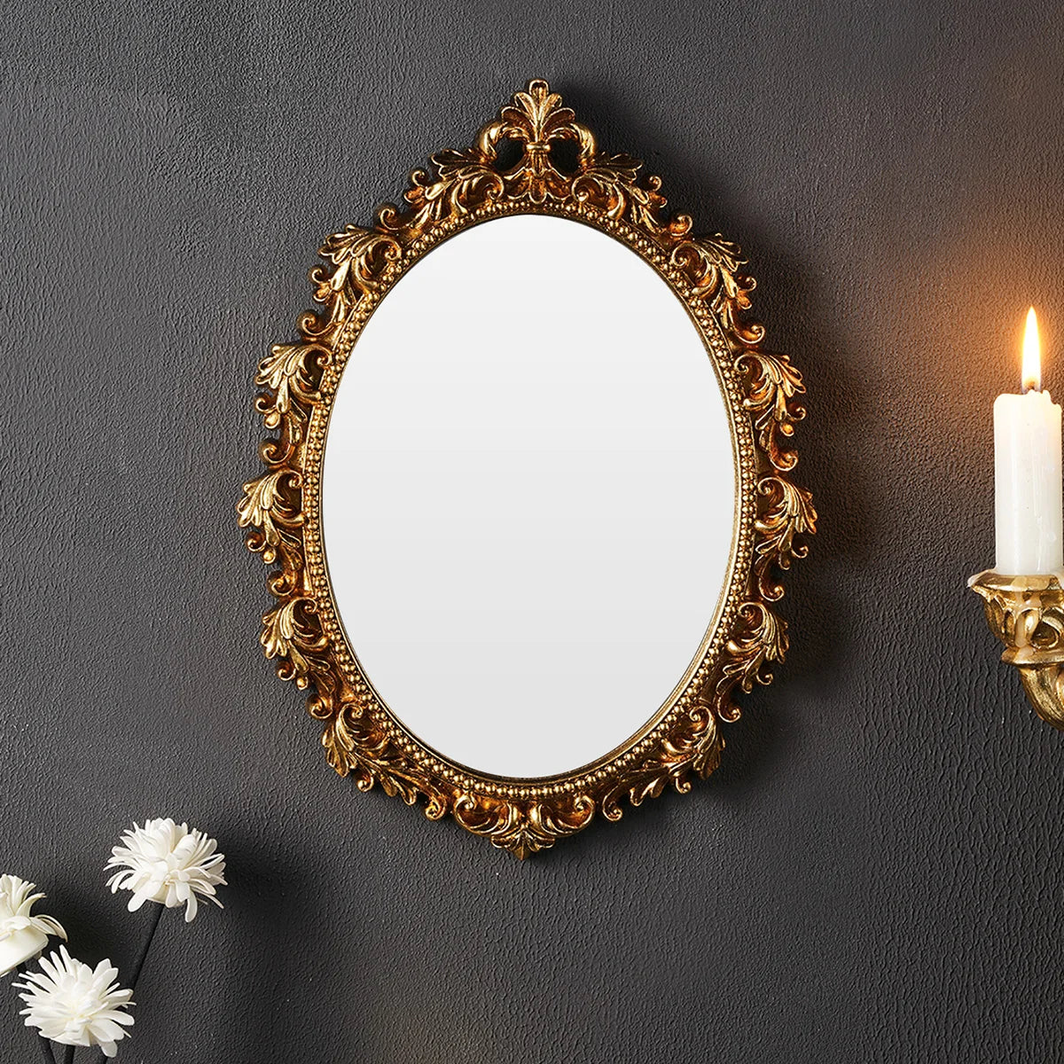 Golden Oval Wall Mirror