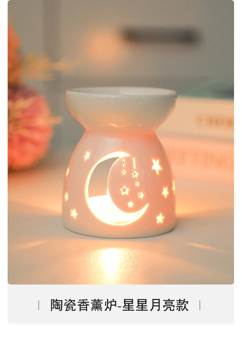 White Ceramic Essential Oil Burner with Hollow Cutwork