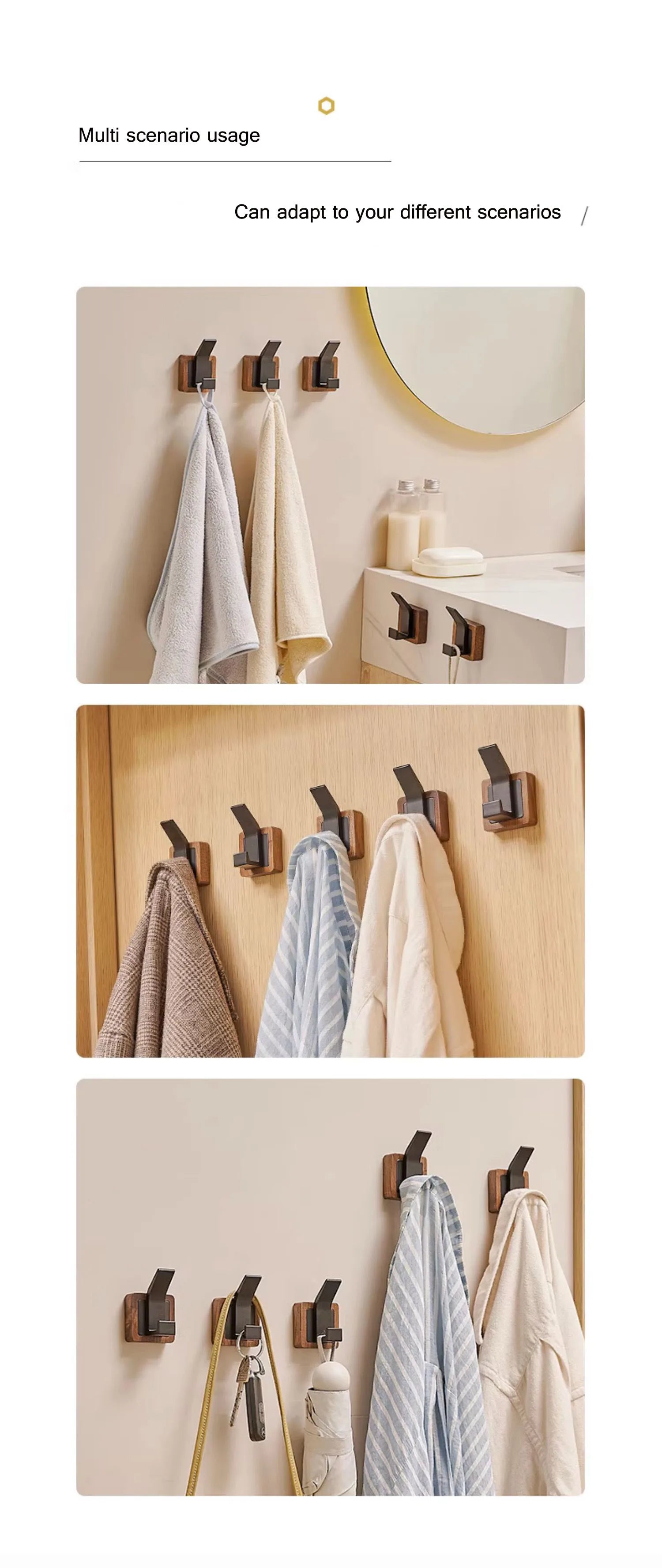 Walnut Wood Wall Coat Hook