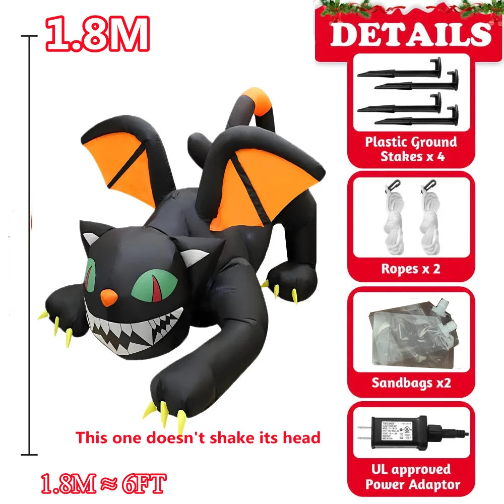 6 ft Inflatable Shaking Head Cat with LED