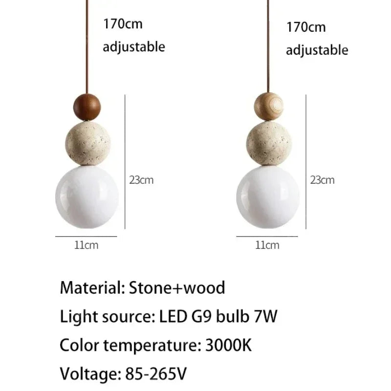 Cream Travertine Pendant Light