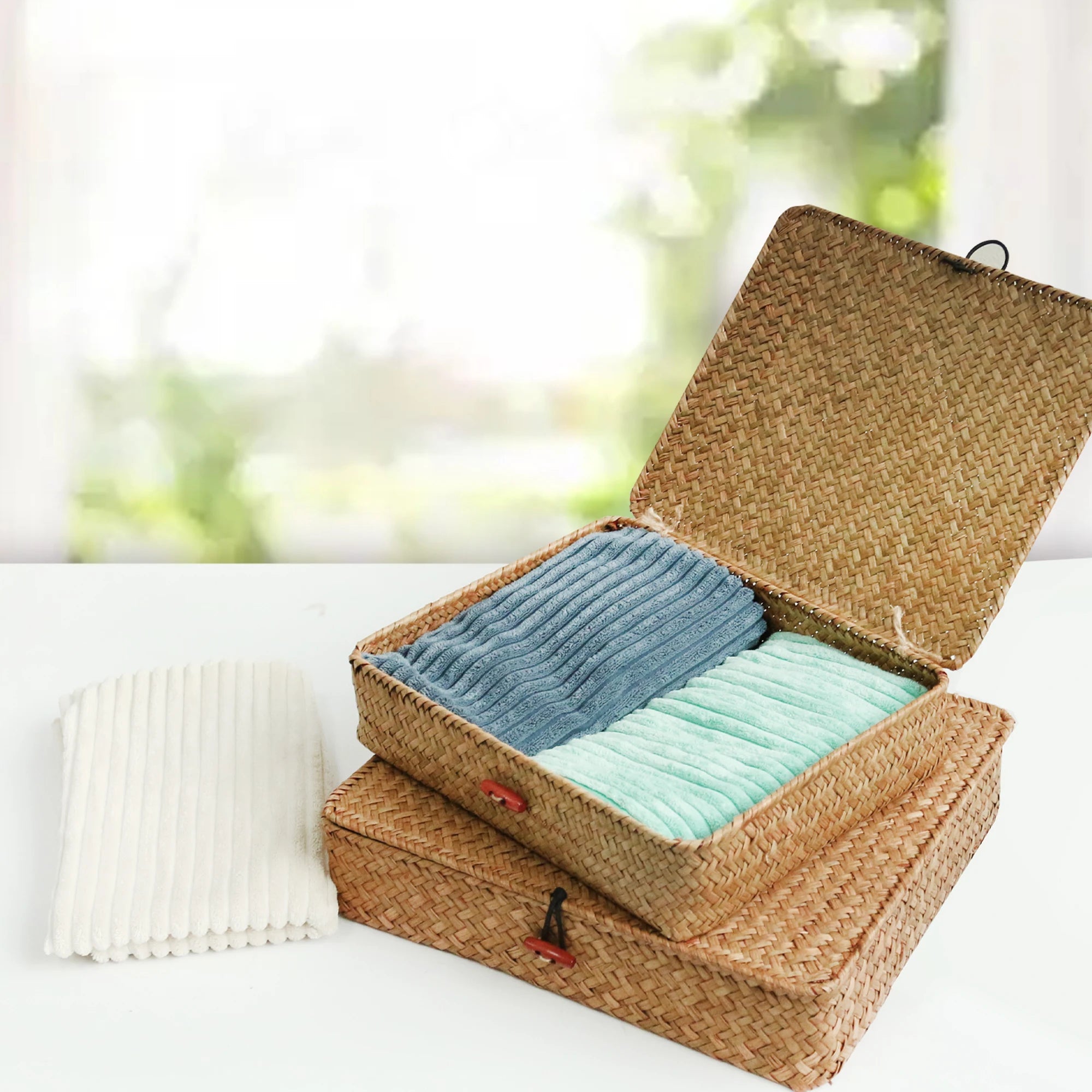 Seagrass Lidded Baskets Set of 2