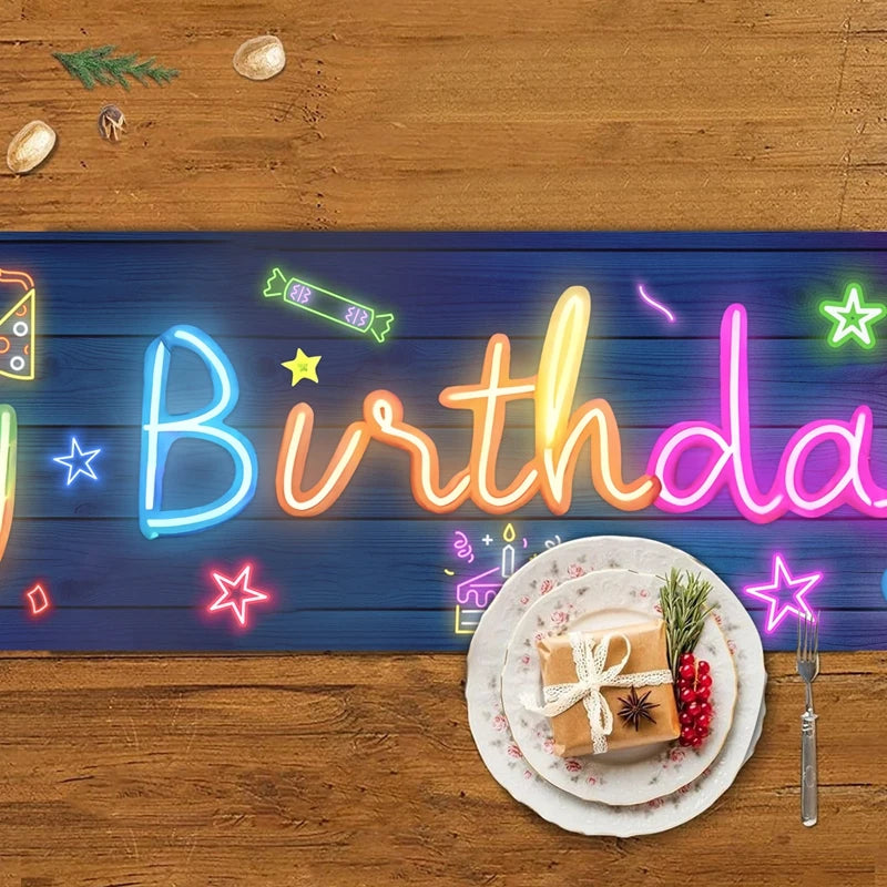 Neon Birthday Party Table Runner