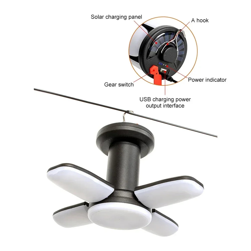 Outdoor Lighting LED Leaf Camping Lamp Hung Emergency Solar USB