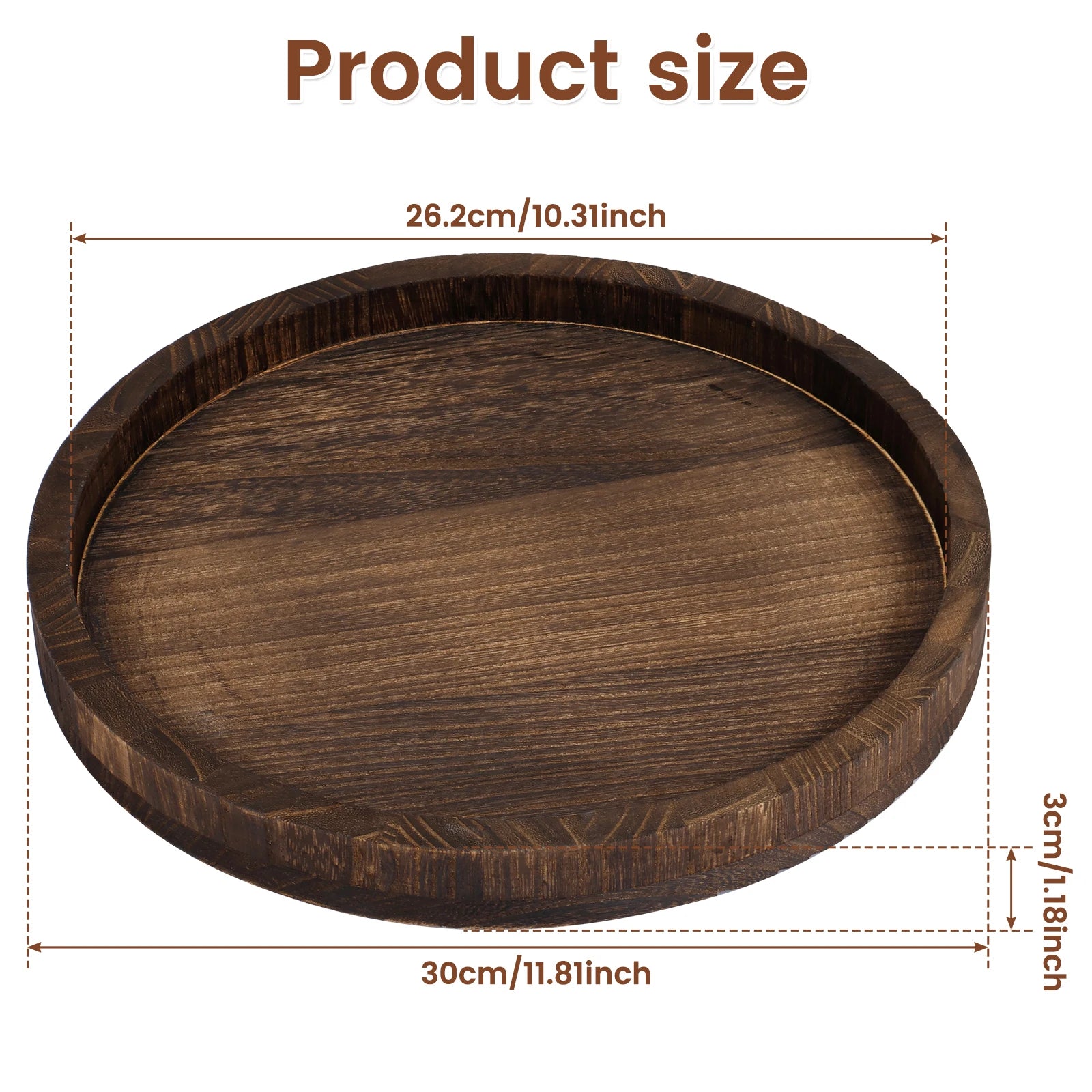 Round Wooden Candle And Coffee Tray